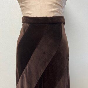 EUC 1970s Ellen Tracy Flared Monochromatic Striped Panel Velvet Maxi Skirt Med